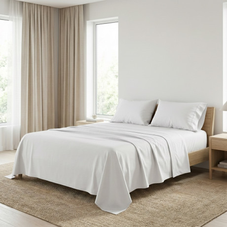 STRONG SHEETS Bettwäsche-Set einfarbig WEISS reine BAUMWOLLE Made in Italy