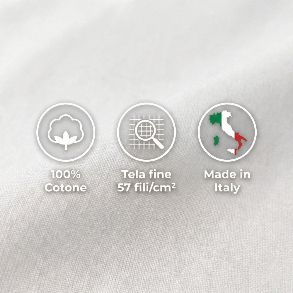 Juego de sábanas STRONG SHEETS color liso BLANCO puro ALGODÓN Made in Italy