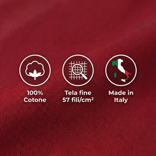 Set de Draps de Lit en Coton en couleur unie bordeaux STRONG fabriqué en Italie