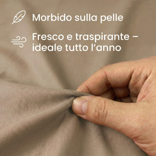 JUEGO DE SÁBANAS SÁBANAS FUERTES color liso AVELLANA puro ALGODÓN Hecho en Italia