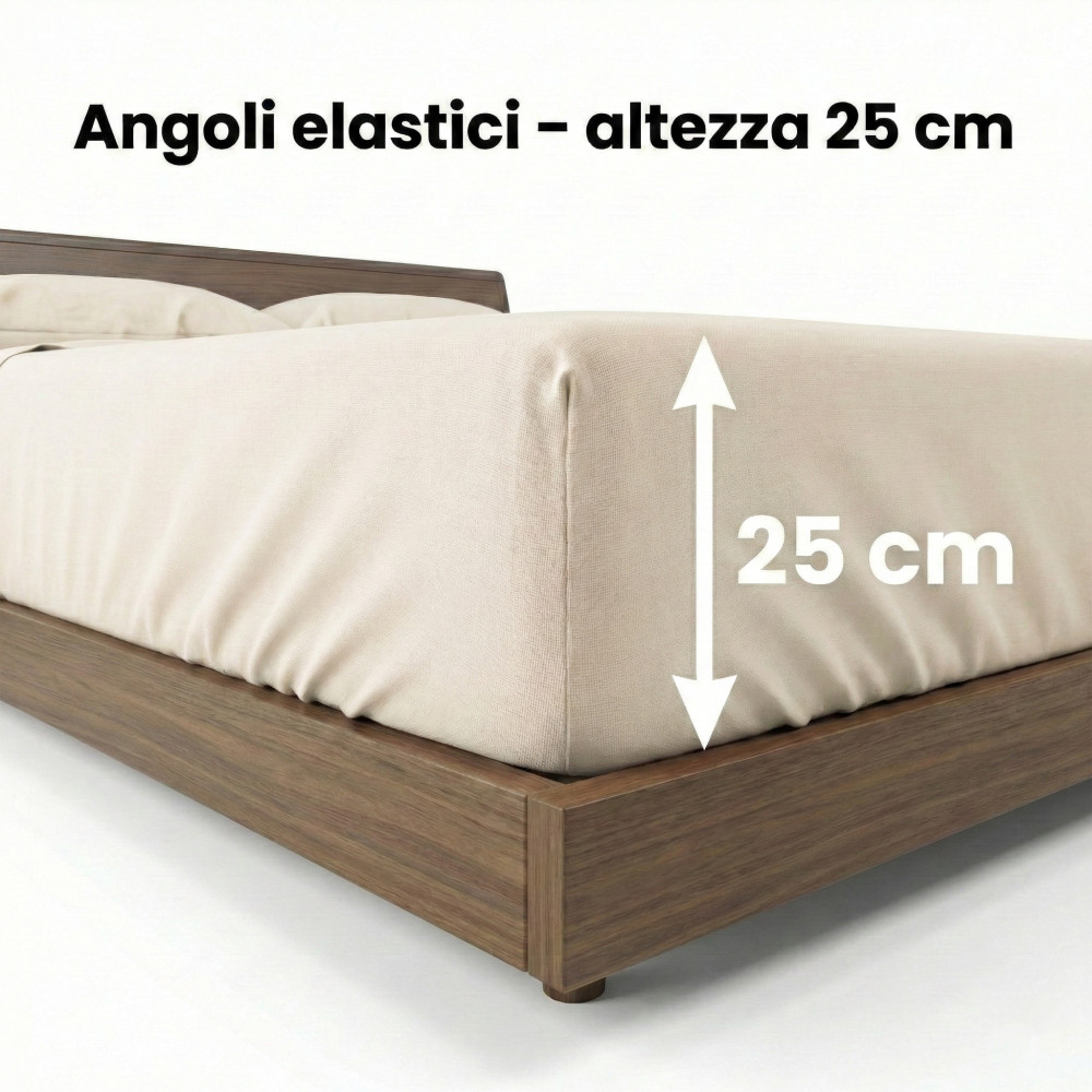 COMPLETO lenzuolo STRONG LENZUOLA tinta unita PANNA puro COTONE Made in Italy