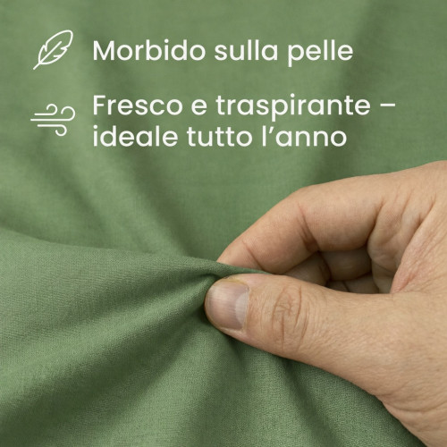 COMPLETO lenzuolo STRONG LENZUOLA tinta unita VERDE PRATERIA puro COTONE Made in Italy