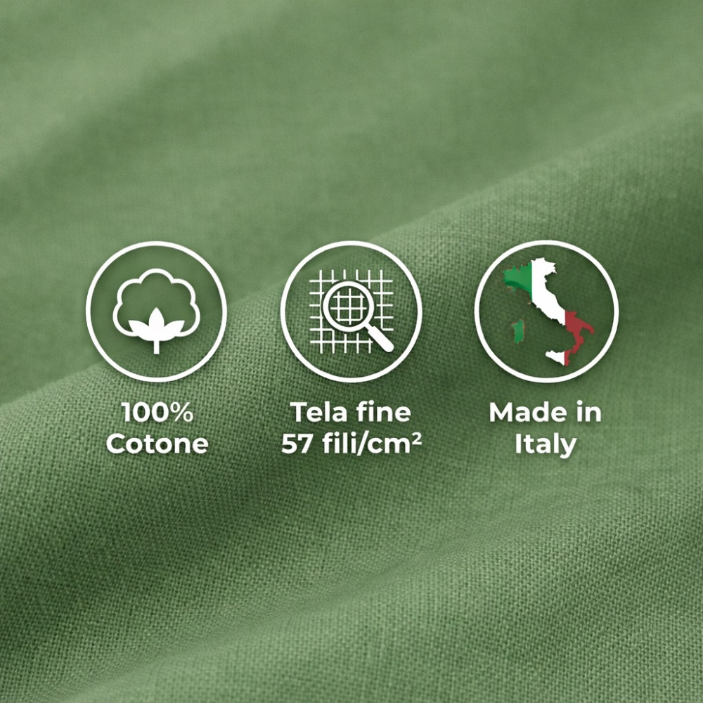 LAKEN-SET STRONG SHEETS uni PRAIRIE GRÜN REINE BAUMWOLLE Made in Italy