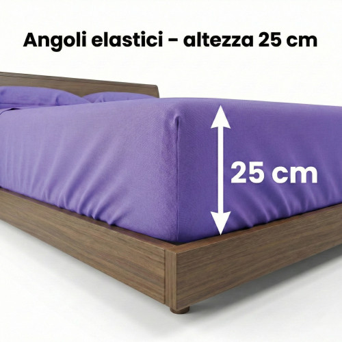 JUEGO DE SÁBANAS SÁBANAS FUERTES color lila puro ALGODÓN Hecho en Italia