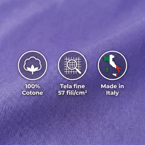 SHEET SET STRONG SHEETS solid color LILAC pure COTTON Made in Italy