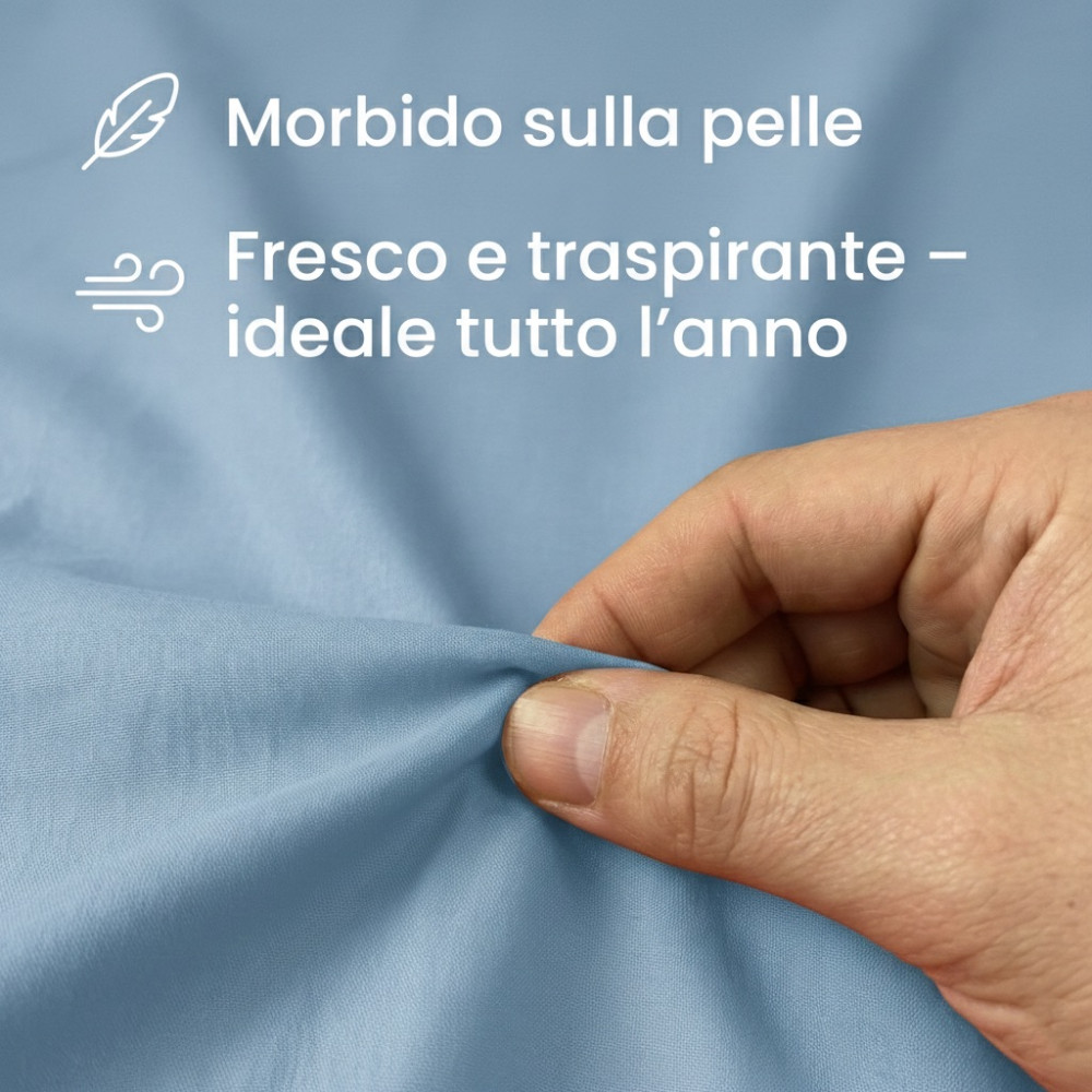 Set de Draps de Lit en Coton en couleur unie bleu clair STRONG fabriqué en Italie