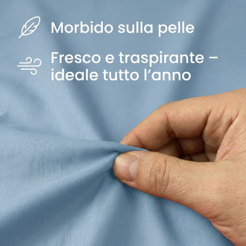 Set de Draps de Lit en Coton en couleur unie bleu clair STRONG fabriqué en Italie