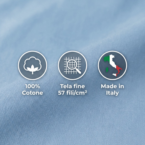 Set de Draps de Lit en Coton en couleur unie bleu clair STRONG fabriqué en Italie