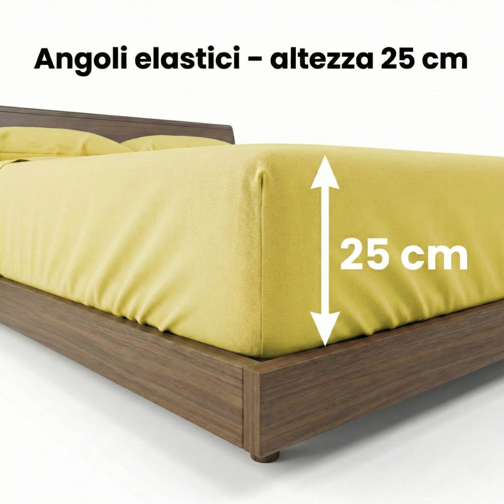 COMPLETO lenzuolo STRONG LENZUOLA tinta unita GIALLO puro COTONE Made in Italy