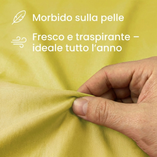 JUEGO DE SÁBANAS SÁBANAS FUERTES color liso AMARILLO ALGODÓN puro Hecho en Italia