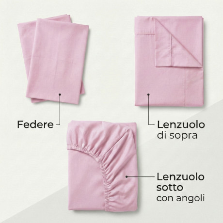 LAKEN-SET STARKE LAKEN einfarbig ROSA reine BAUMWOLLE Made in Italy 2