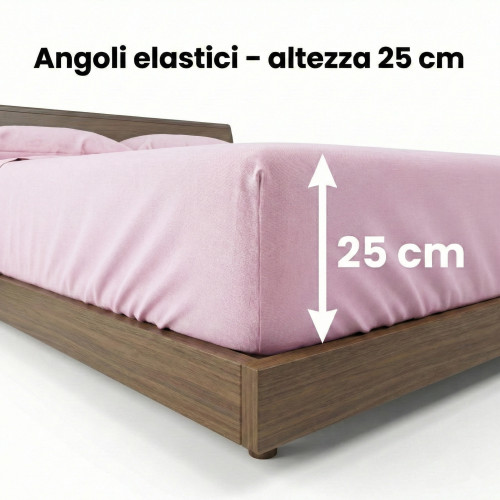 SHEET SET STRONG SHEETS solid color PINK pure COTTON Made in Italy