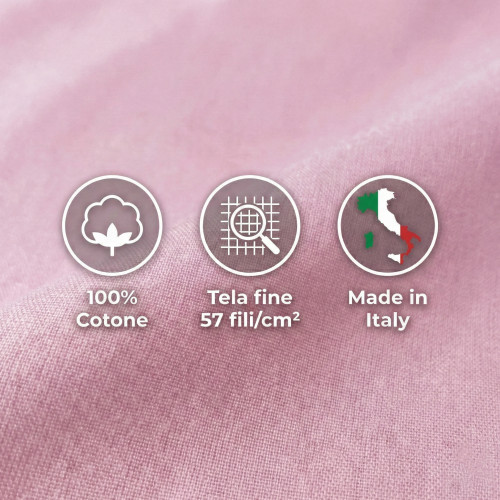 COMPLETO lenzuolo STRONG LENZUOLA tinta unita ROSA puro COTONE Made in Italy