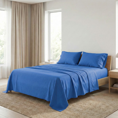 COMPLETO lenzuolo STRONG LENZUOLA tinta unita BLUETTE puro COTONE Made in Italy