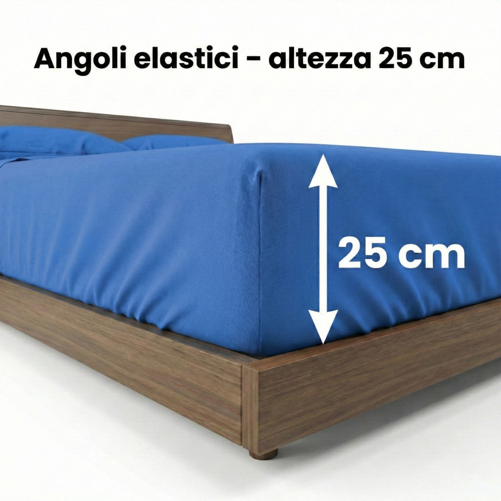 COMPLETO lenzuolo STRONG LENZUOLA tinta unita BLUETTE puro COTONE Made in Italy