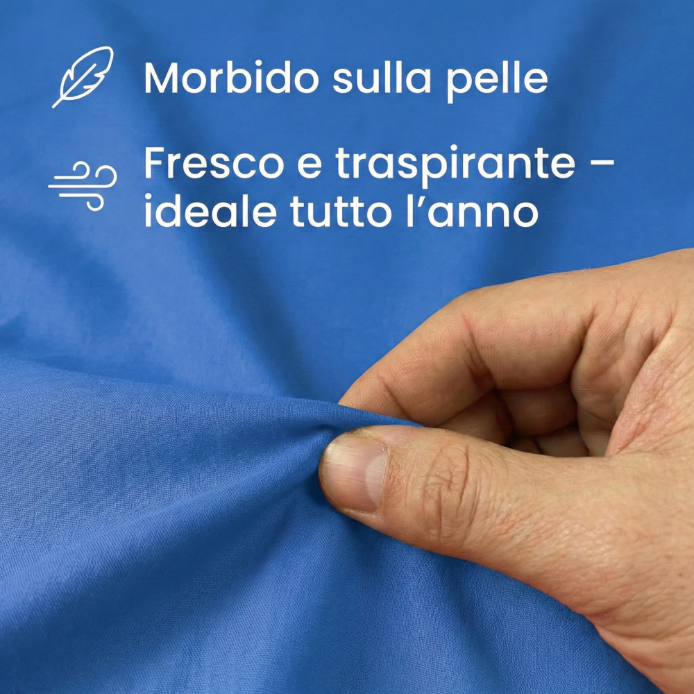 COMPLETO lenzuolo STRONG LENZUOLA tinta unita BLUETTE puro COTONE Made in Italy