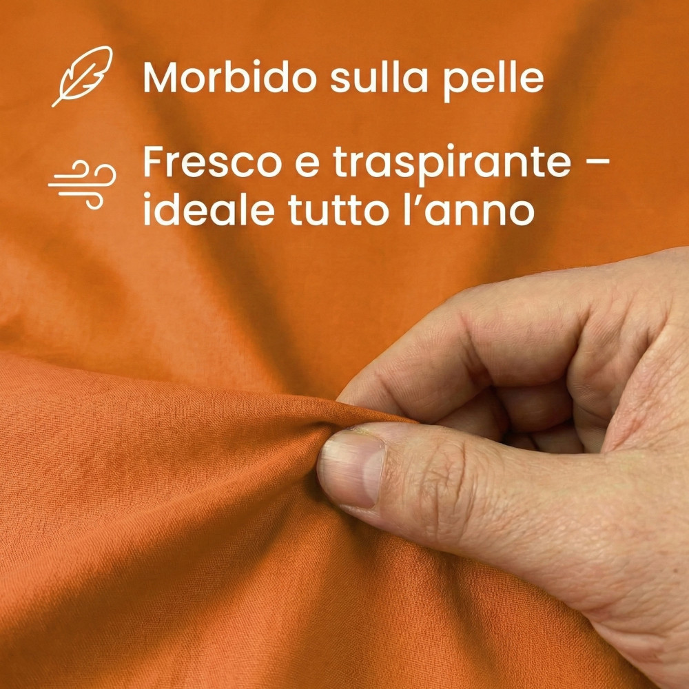COMPLETO lenzuolo STRONG LENZUOLA tinta unita ARANCIO puro COTONE Made in Italy