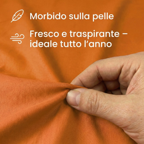 Juego de sábanas STRONG SHEETS color liso NARANJA puro ALGODÓN Made in Italy