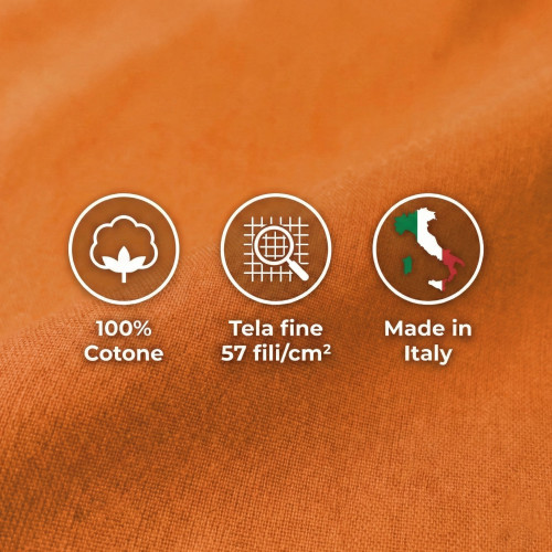 STRONG SHEETS sheet set solid color ORANGE pure COTTON Made in Italy