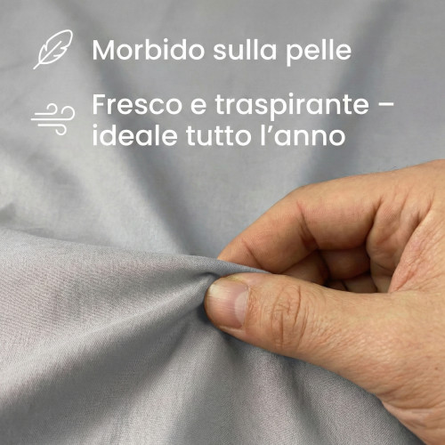 BETTWÄSCHE SET STRONG SHEETS einfarbig GRAU reine BAUMWOLLE Made in Italy