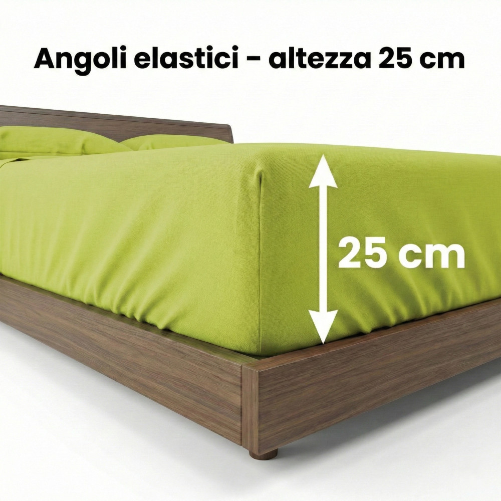 LAKEN-SET STRONG SHEETS einfarbig ACID GREEN reine BAUMWOLLE Made in Italy