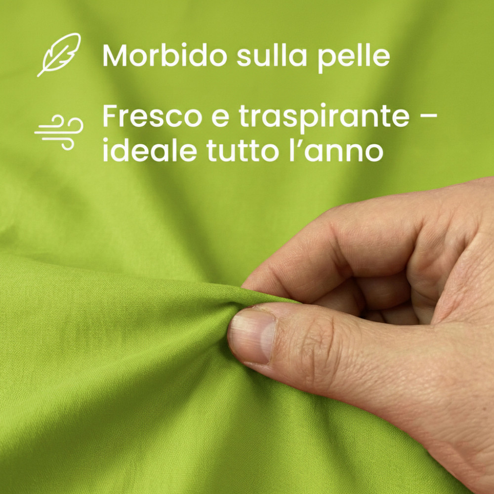 Set de Draps de Lit en Coton en couleur unie  vert acide STRONG fabriqué en Italie