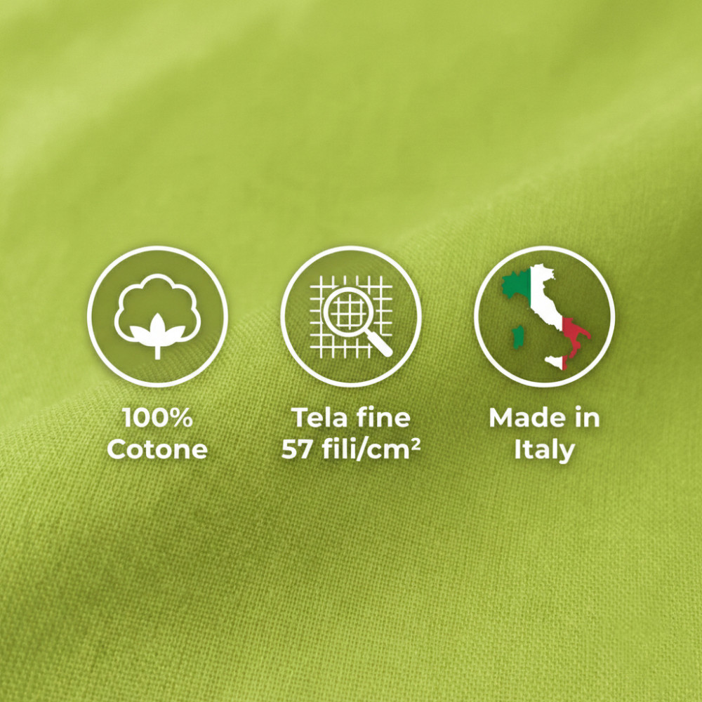 COMPLETO lenzuolo STRONG LENZUOLA tinta unita VERDE ACIDO puro COTONE Made in Italy