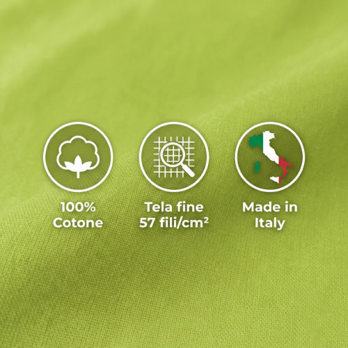 SHEET SET STRONG SHEETS solid color ACID GREEN pure COTTON Made in Italy