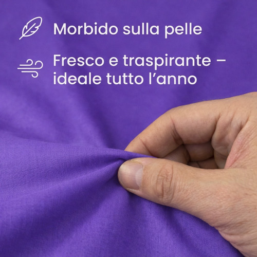 Set de Draps de Lit en Coton en couleur unie violet STRONG fabriqué en Italie