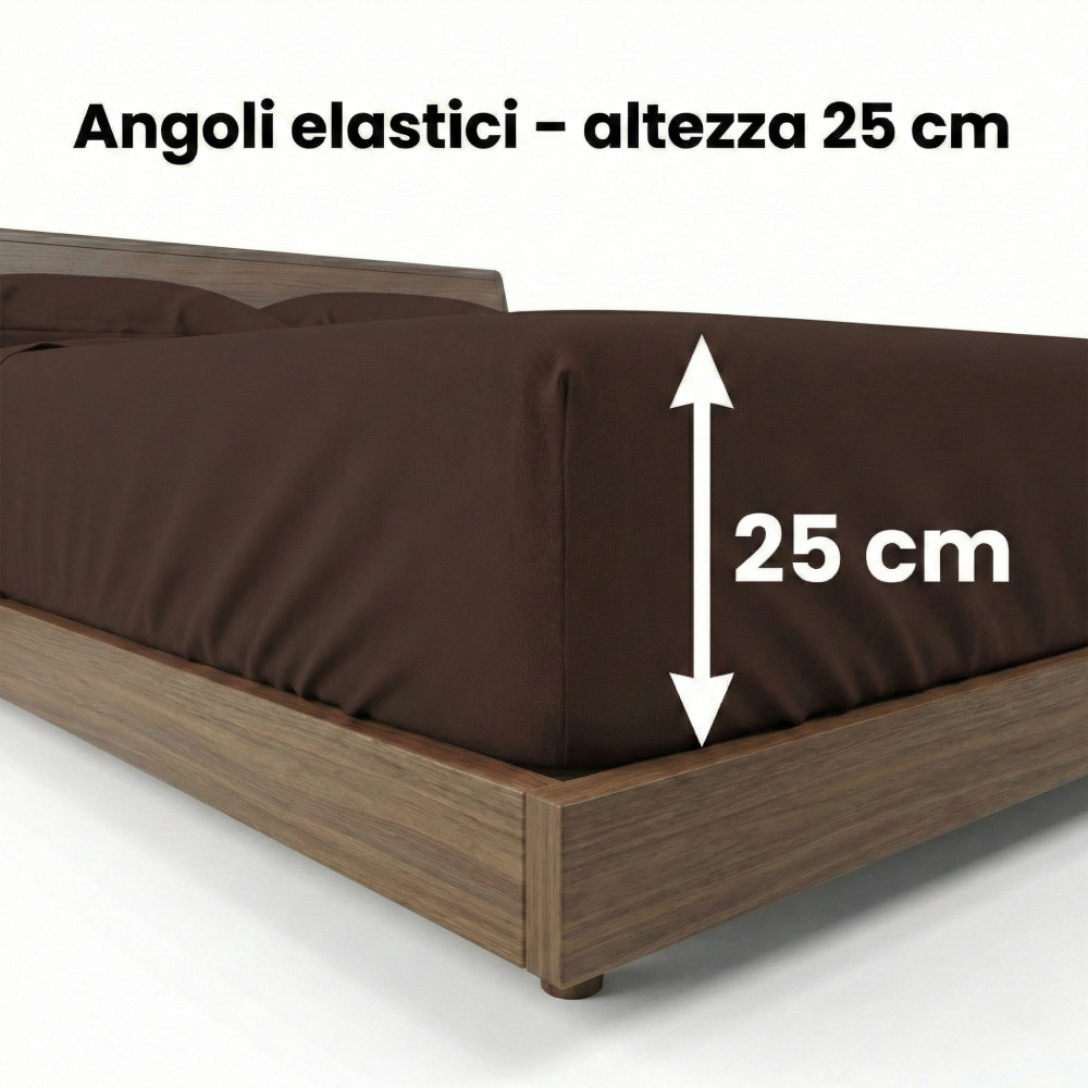 STRONG SHEETS sheet set solid color BROWN pure COTTON Made in Italy
