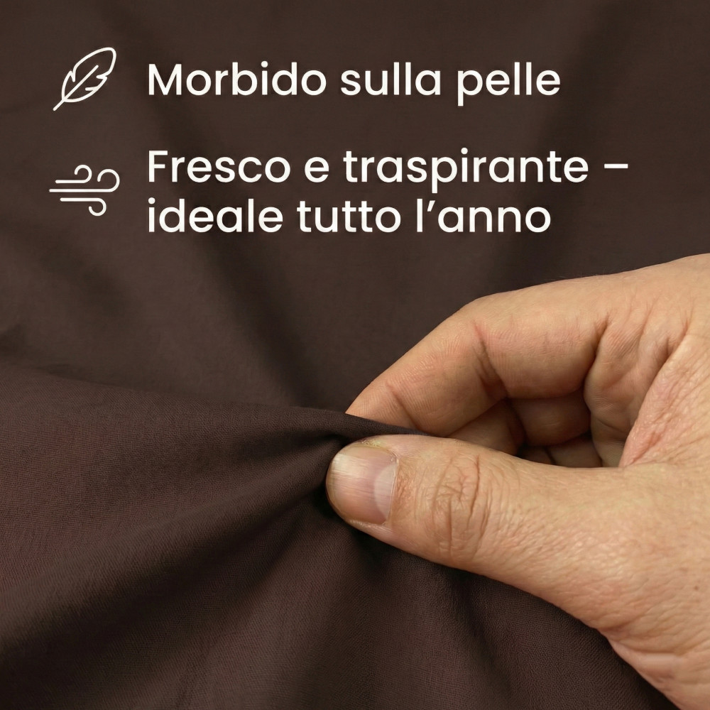 Set de Draps de Lit en Coton en couleur unie marron STRONG fabriqué en Italie