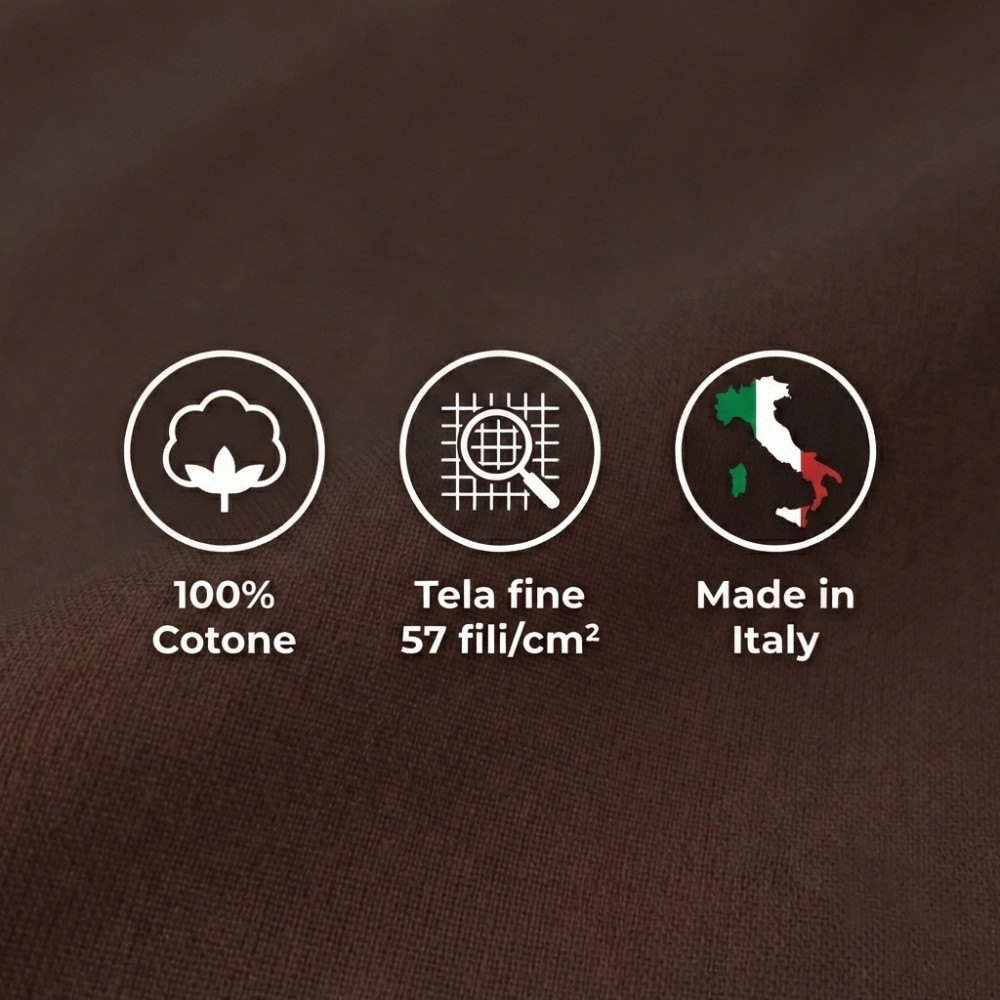 COMPLETO lenzuolo STRONG LENZUOLA tinta unita MARRONE puro COTONE Made in Italy