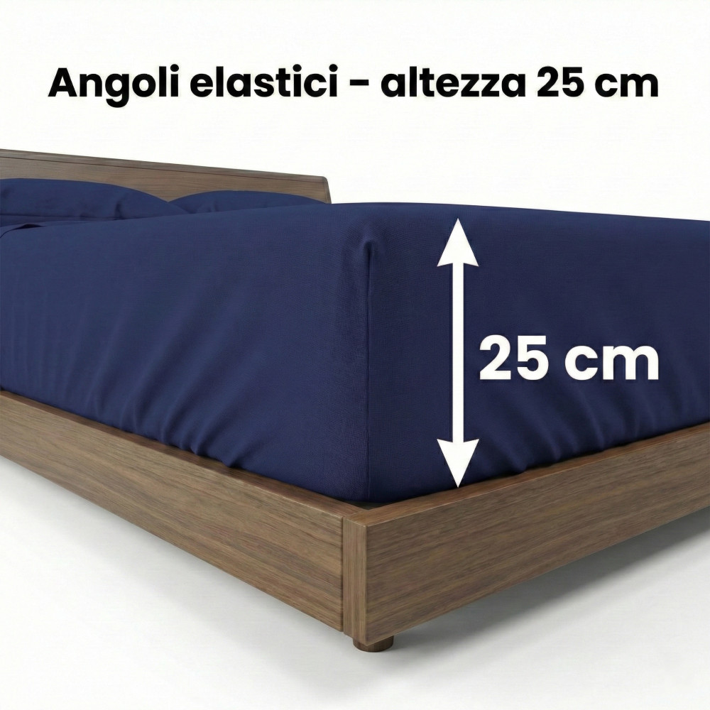 Set de Draps de Lit en Coton en couleur unie BLEU FONCÉ STRONG fabriqué en Italie