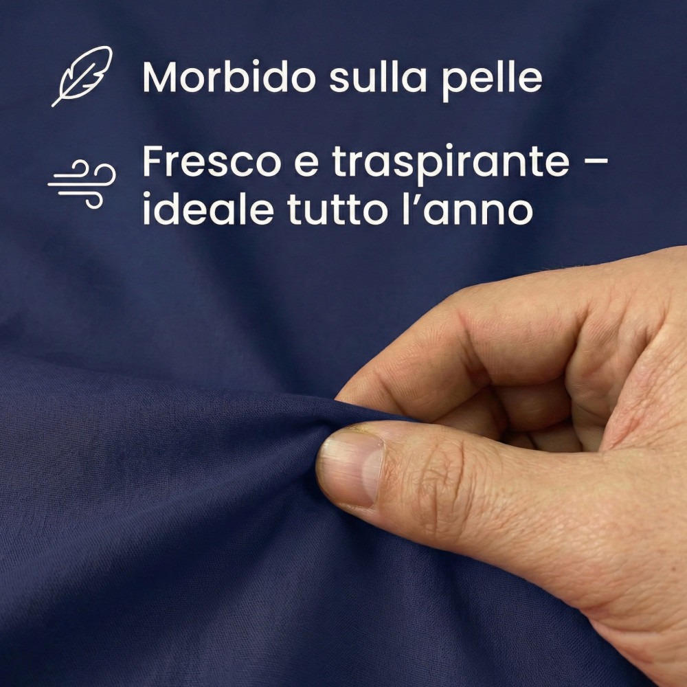 STRONG SHEETS Bettwäsche-Set einfarbig DUNKELBLAU reine BAUMWOLLE Made in Italy