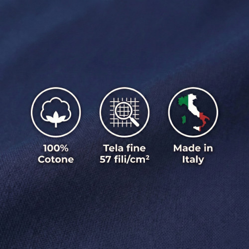 STRONG SHEETS sheet set solid color DARK BLUE pure COTTON Made in Italy