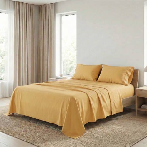 SHEET SET STRONG SHEETS solid color OCRA pure COTTON Made in Italy