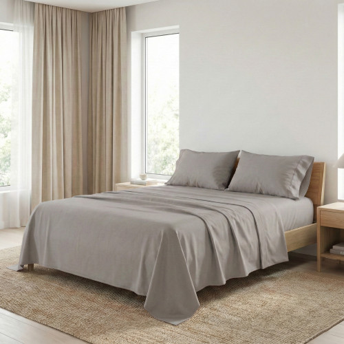 SHEET SET STRONG SHEETS plain color DOVE GREY pure COTTON Made in Italy