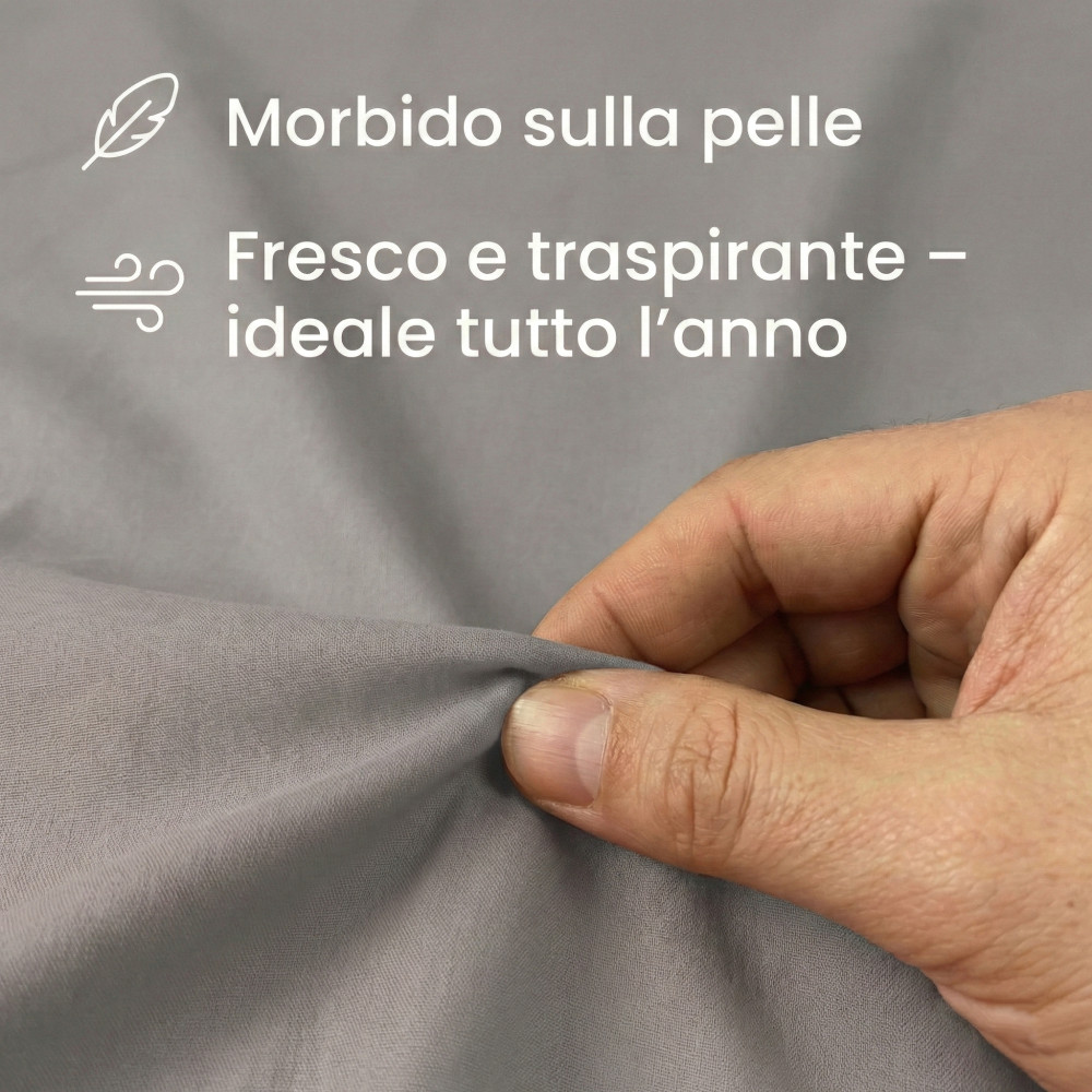 LAKEN-SET STRONG SHEETS unifarben Taubengrau reine BAUMWOLLE Made in Italy
