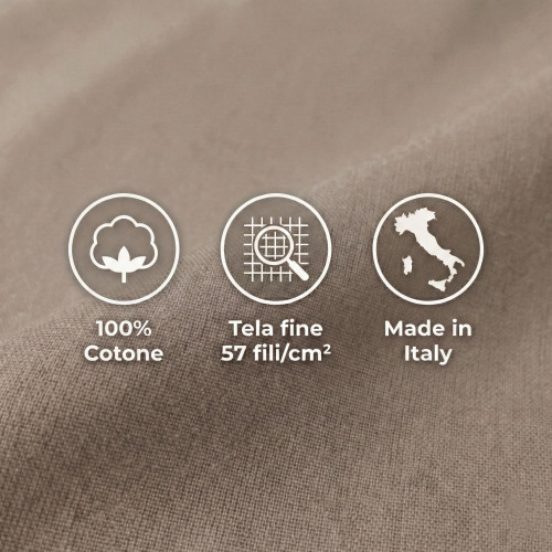 COMPLETO lenzuolo STRONG LENZUOLA tinta unita TORTORA puro COTONE Made in Italy