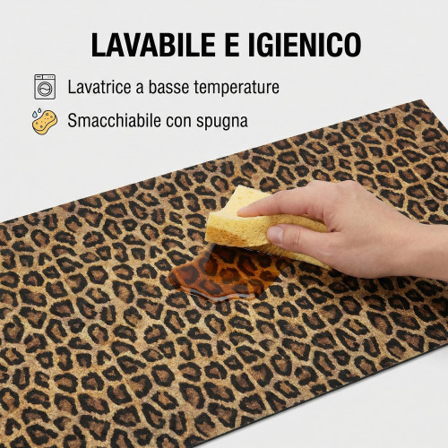 Tapis de cuisine lavable à motifs tachetés, nettoyer avec une éponge détachante