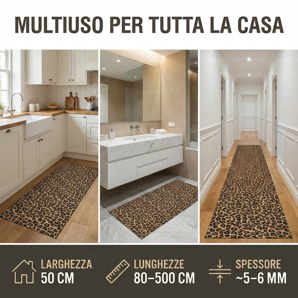 Runner Leopard Rug 50 cm - Made in Italy