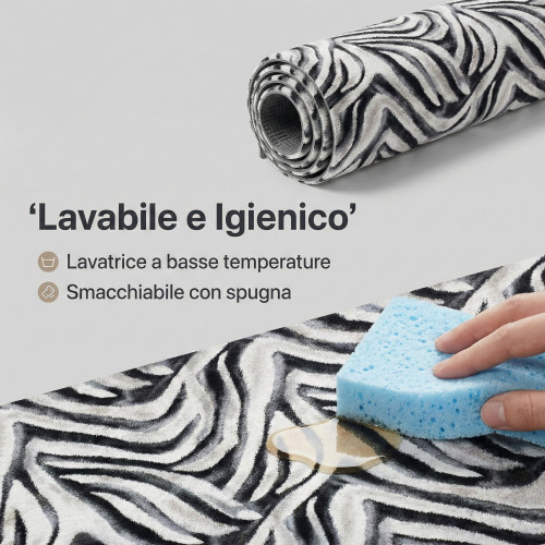 Tappeto cucina zebrato lavabile e igienico pulito con spugna smacchiante