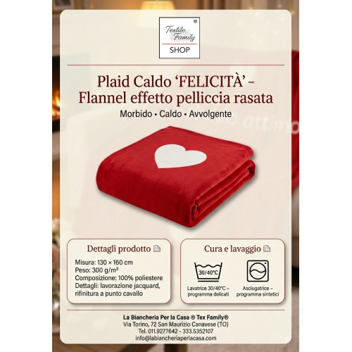 Happiness Plaid 130x160 Flannel Red – Valentine's Day Gift Idea