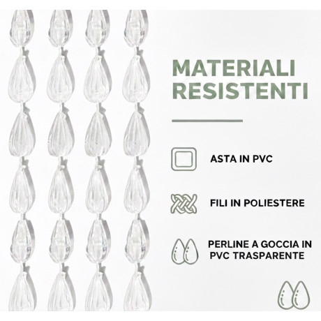 Tenda a Fili con Perline Trasparenti per Porta e Finestra Decorativa 2