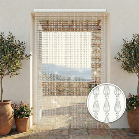 Tenda a Fili con Perline Trasparenti per Porta e Finestra Decorativa