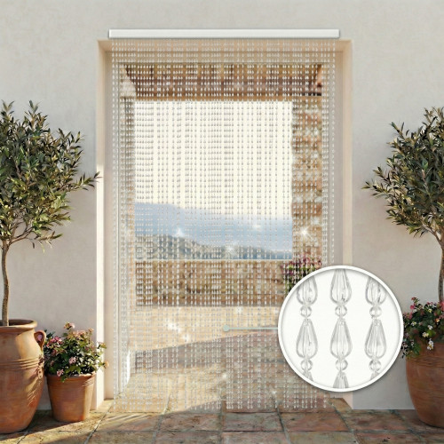 Tenda a Fili con Perline Trasparenti per Porta e Finestra Decorativa