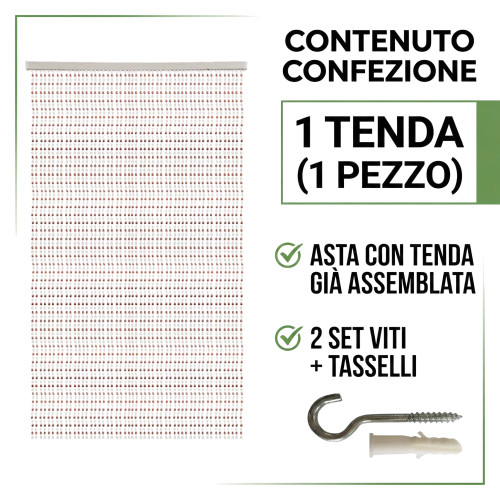 Cortina de alambre con cuentas marrones para puerta y ventana. Vara de PVC e hilos de poliéster, ideales como cortina decorativa