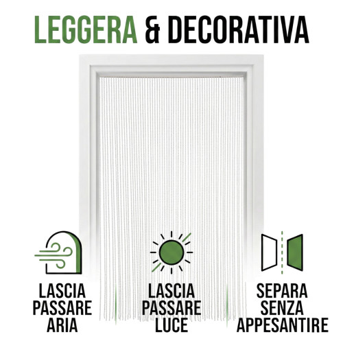 Tenda a Fili con Perline Bianche per Porta e Finestra Decorativa