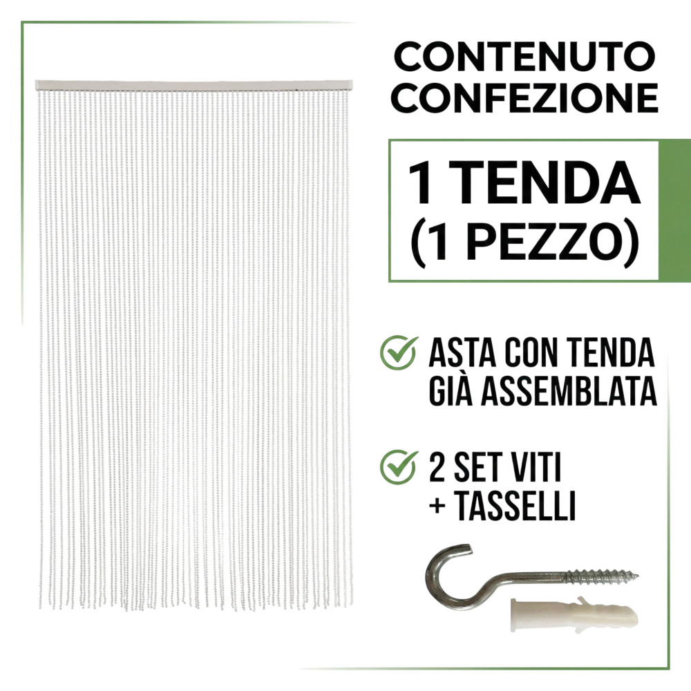 Cortina de alambre con cuentas blancas para puerta y ventana decorativa