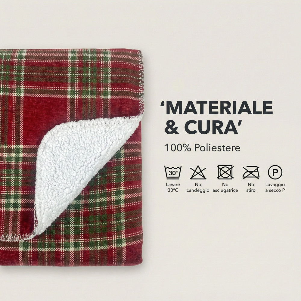 Red Double Scottish Plaid 210x230 – Doppelseiter Sherpa